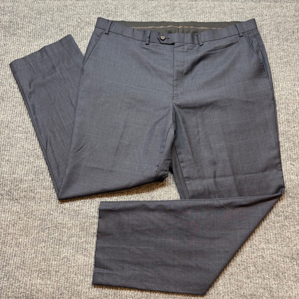 Lauren Ralph Lauren Plaid Dress Pants 42x32 Navy Charcoal Flat Front‎ Classic